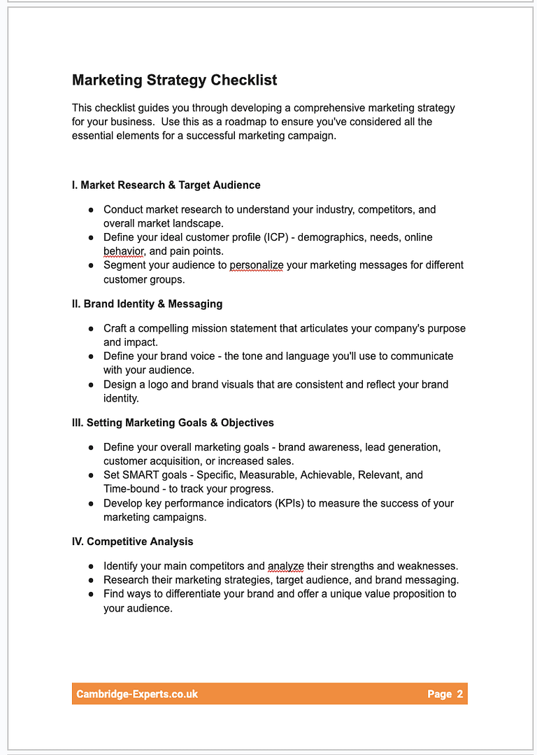 Marketing Strategy Checklist